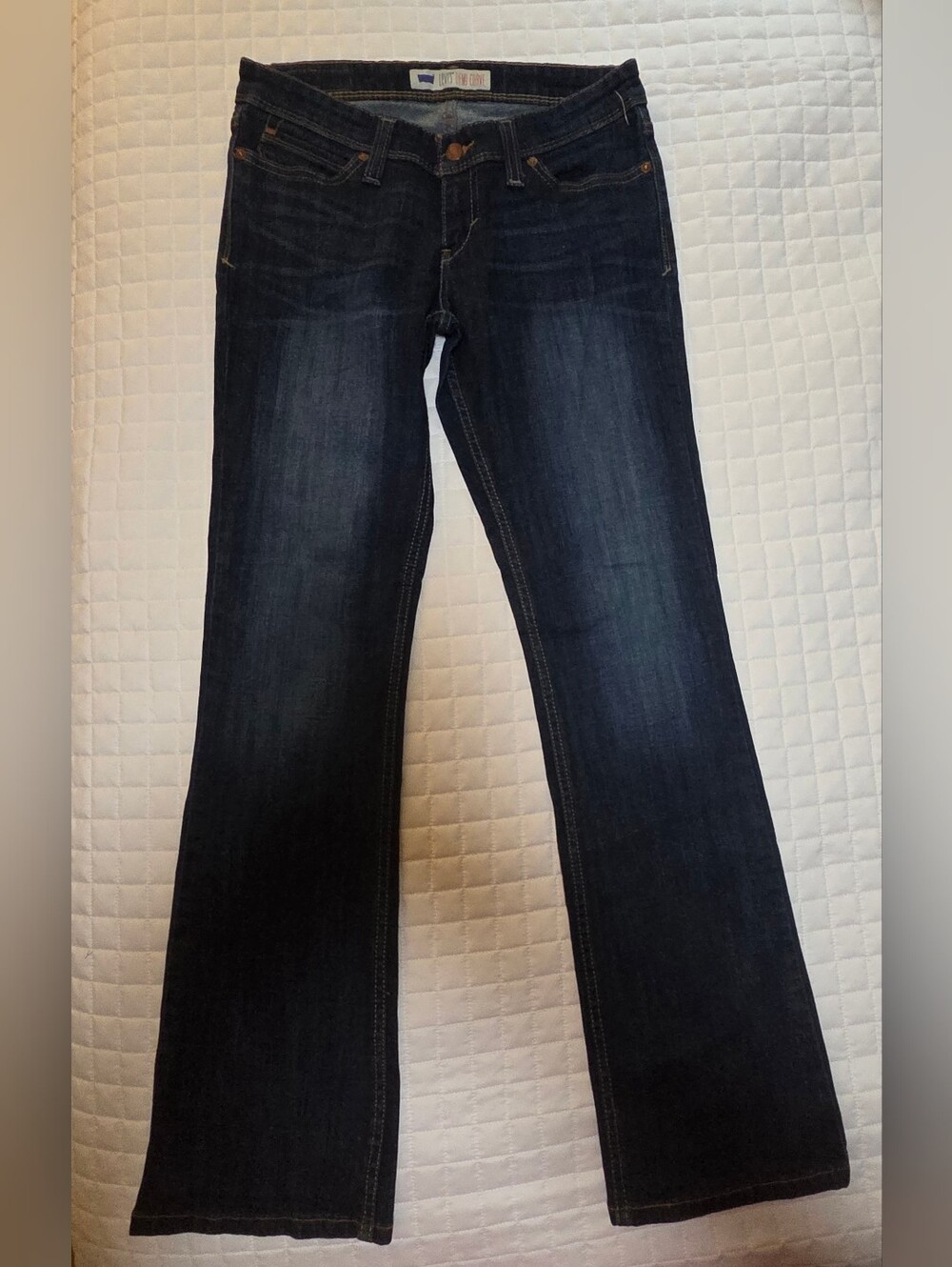 Levi's Red Tab Dark Wash Women's Demi Curve Bootcut Jeans - Navy Blue 9 Junior